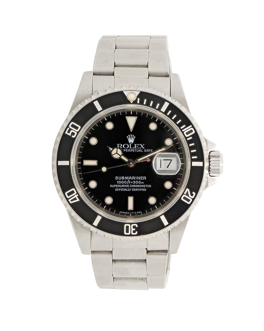 Rolex: A Stainless-Steel 'Submariner Date ' Watch Dial: 30.00 mm, round black dial with Diver hour (1 of 4)