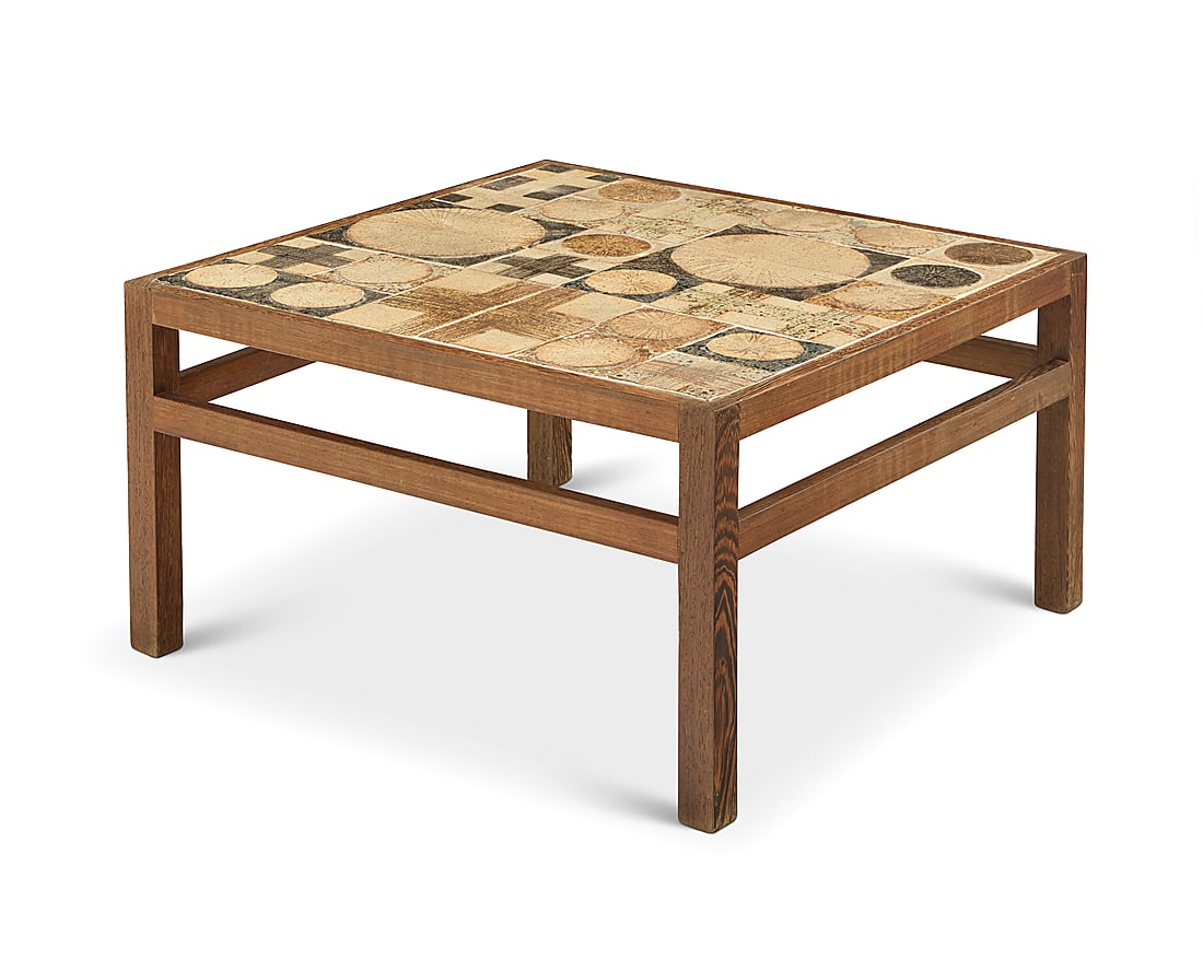 Tue Poulsen (b. 1939) A tile-top square coffee table, late 20th century The glazed stoneware top (1 of 7)