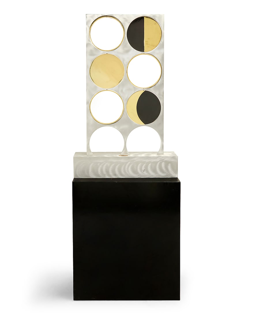 Betty Younger (1932-2019) "Ibis" High-grade stainless steel, enamel, and gold-toned finish, (1 of 8)