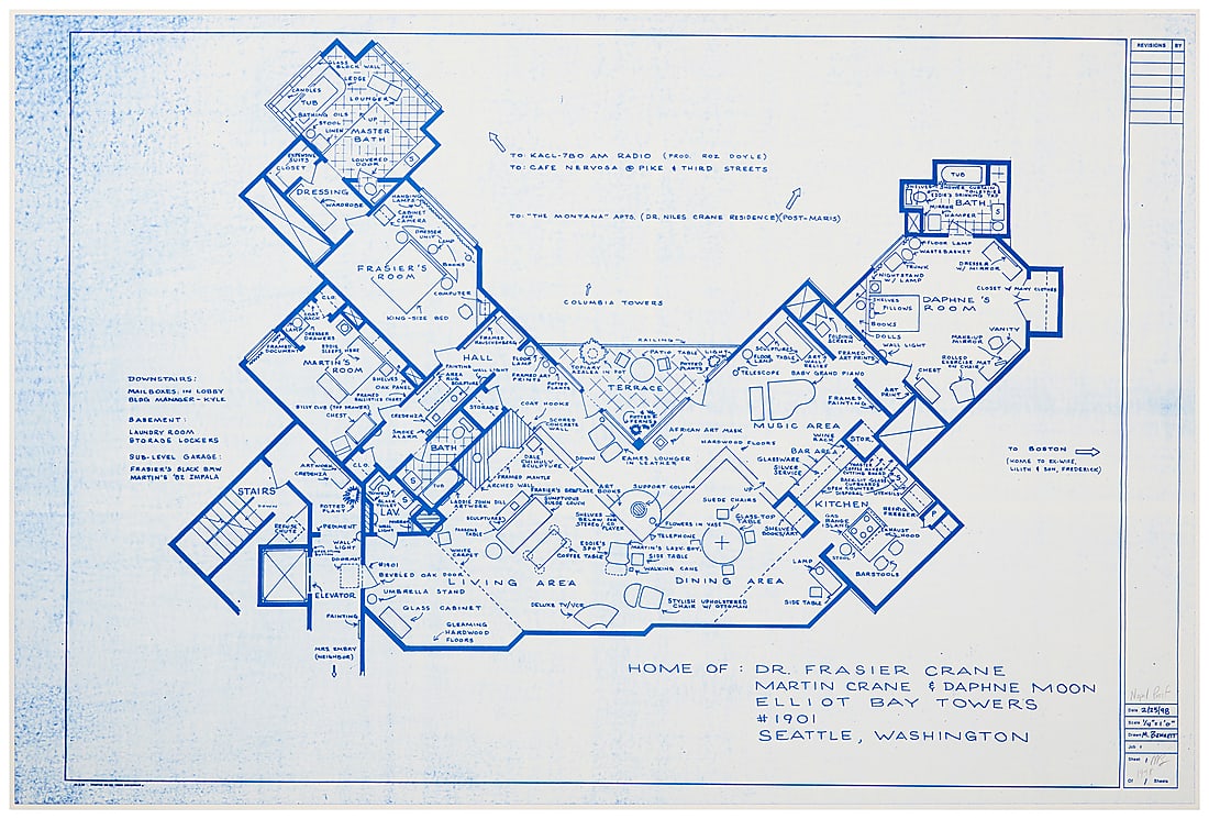 Mark Bennett (b. 1956) "Home of Dr. Frasier Crane," 1998 Lithograph in blue on wove paper A (1 of 5)