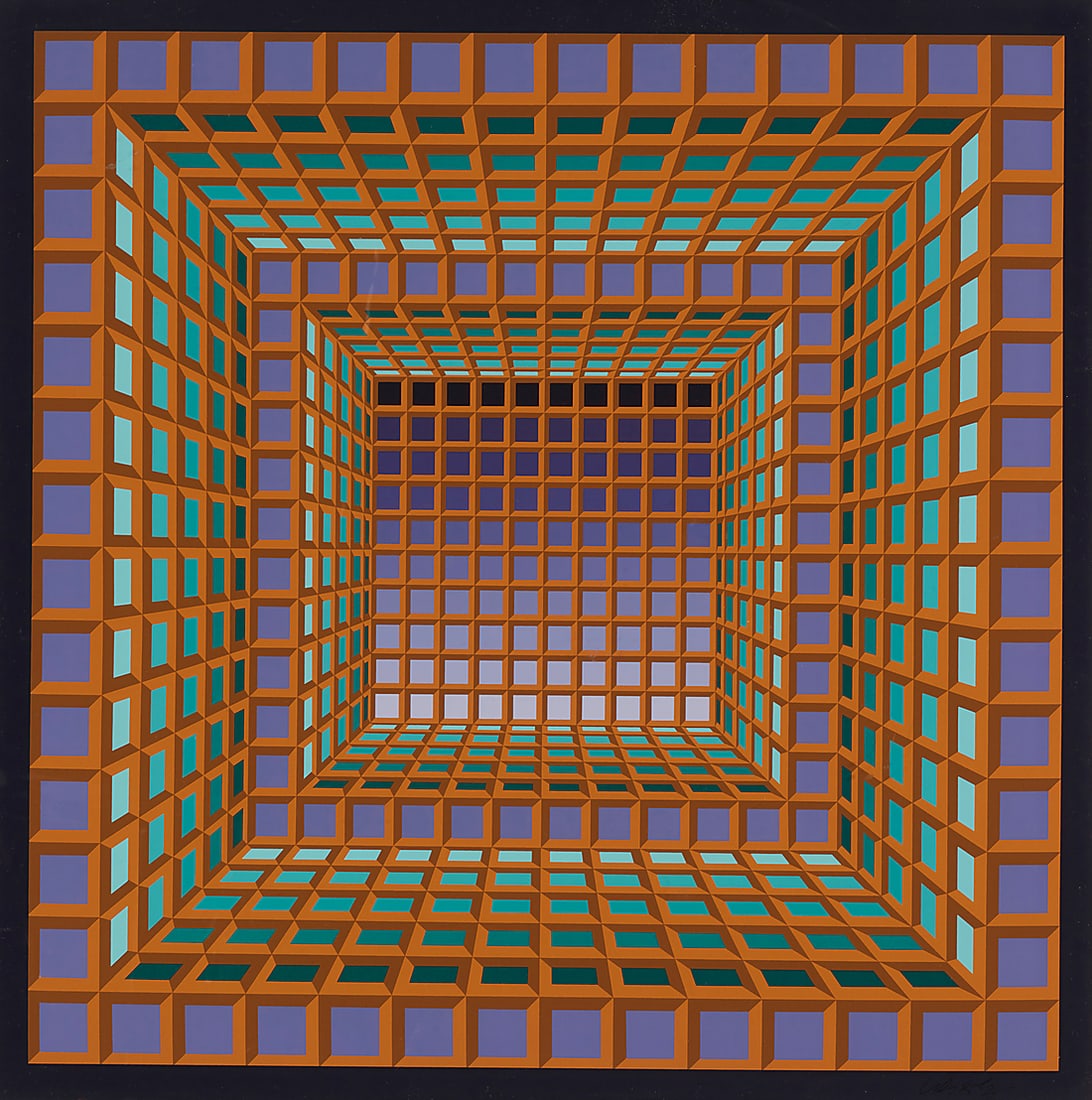 Victor Vasarely (1906-1997) "London," 1982 Screenprint in colors on paper Edition: XCIII/CL (1 of 6)