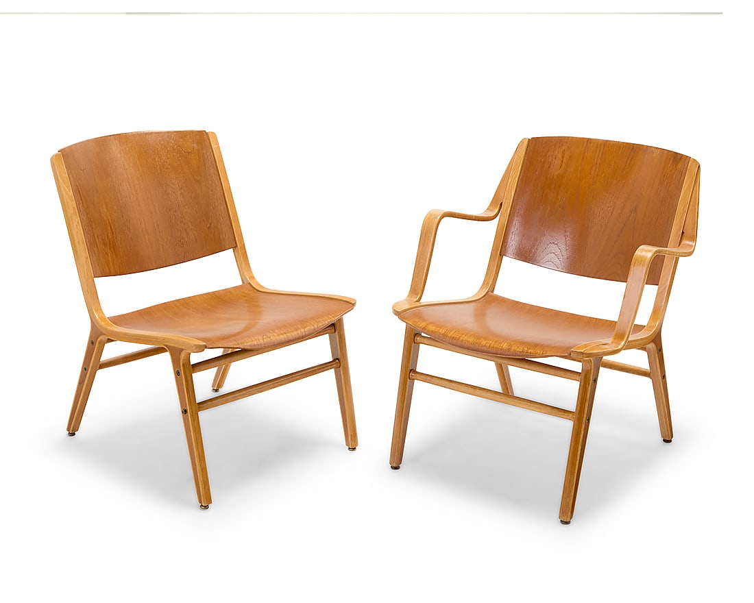 Peter Hvidt (1916-1986) & Orla Molgaard Nielsen (1907-1993) Two 'Ax' chairs for Fritz Hansen, (1 of 8)