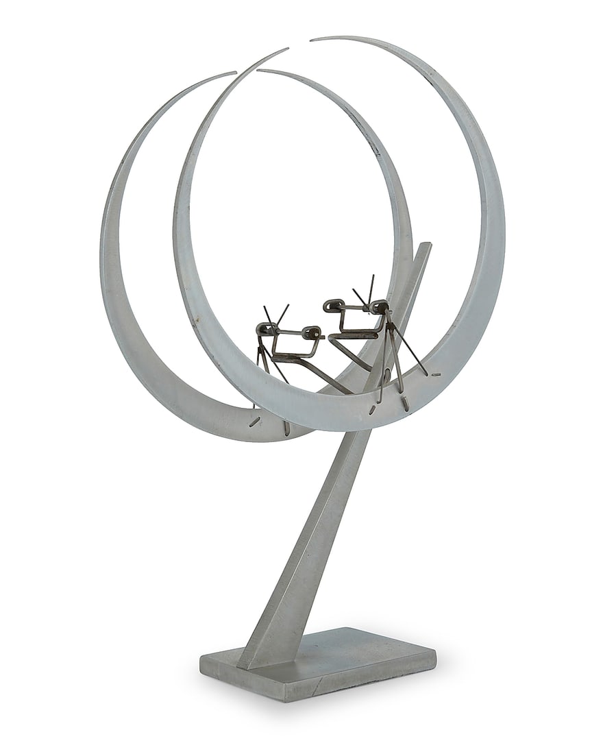 Jerome Kirk (1923-2019) Eclipse kinetic sculpture, 1975 Aluminum and wire, articulated Signature (1 of 6)