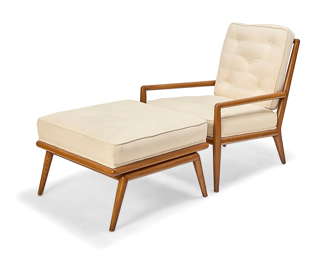 T. H. Robsjohn-Gibbings (1905-1976) A lounge chair and ottoman model WWA-6, mid-20th century Each (1 of 8)