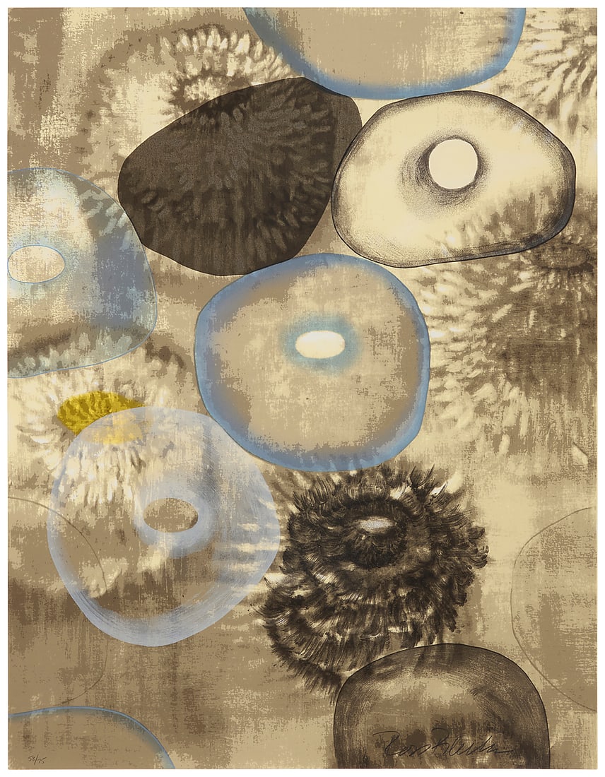 Ross Bleckner (b. 1949) "Happiness for Instance III," 1997 Screenprint in colors on paper (1 of 7)