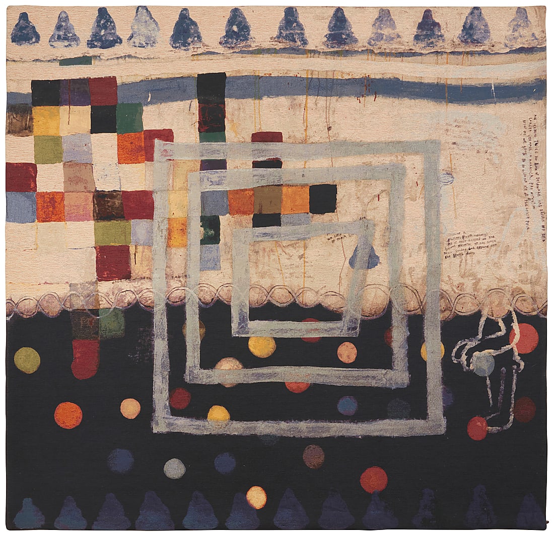 Squeak Carnwath (b. 1947) "Happy Again," 2003 Jacquard cotton tapestry Edition: 8/8 Signed, (1 of 4)