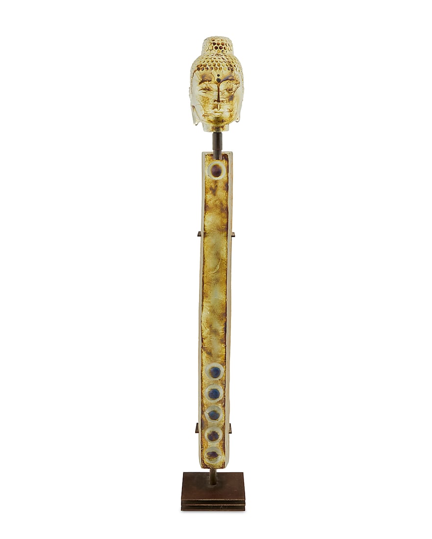 Marlene Rose (b. 1967) Pillar Buddha, 2008 Sand-cast glass on steel base With etched signature (1 of 10)