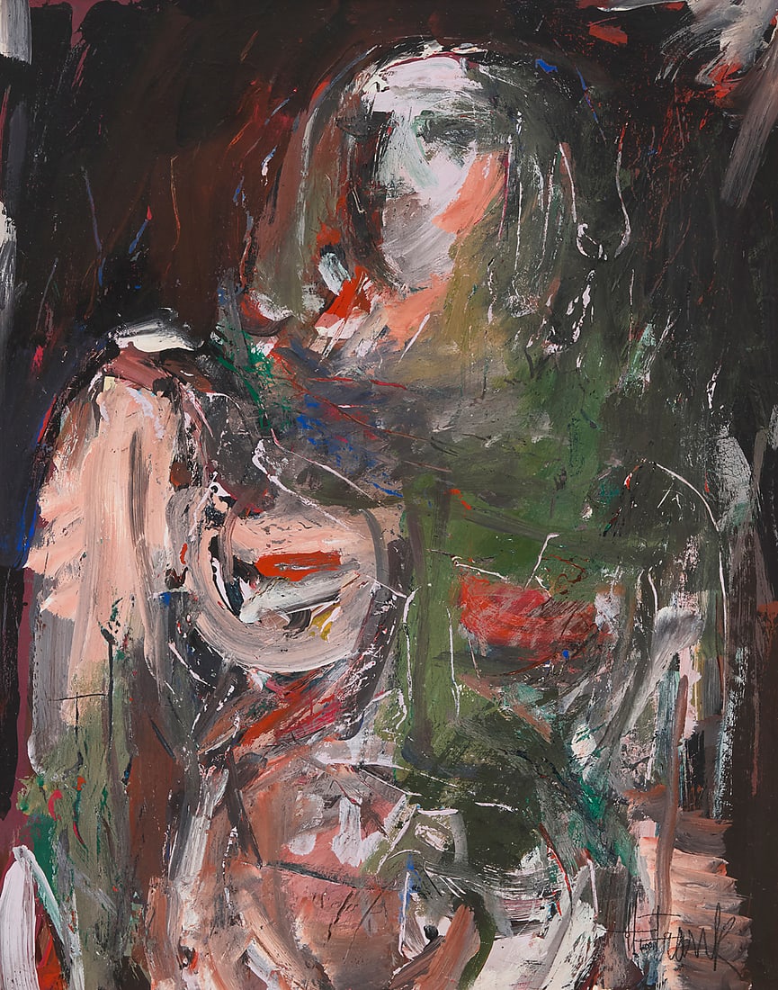 Harold Frank (1917-1995) Portrait of a model Oil and acrylic on paper laid to a foam board (1 of 1)