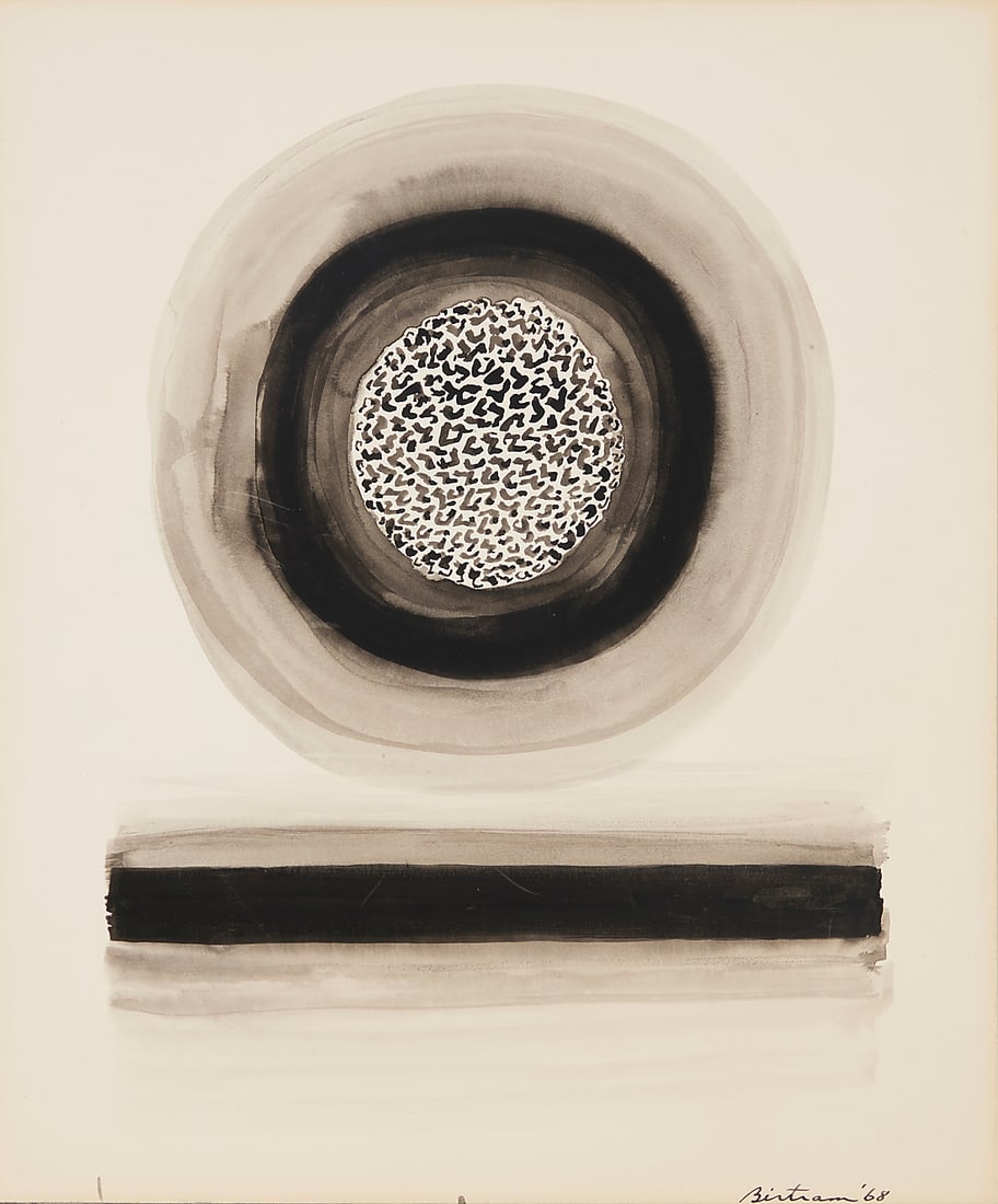 Emil Bisttram (1895-1976) An abstract landscape, 1968 Ink and ink wash on white paper mounted to (1 of 5)