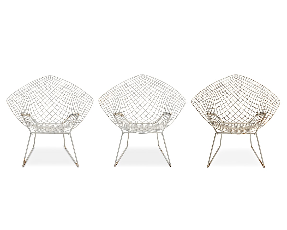 Harry Bertoia (1915-1975) Three 'Diamond' chairs for Knoll, late 20th/early 21st century Designed (1 of 16)