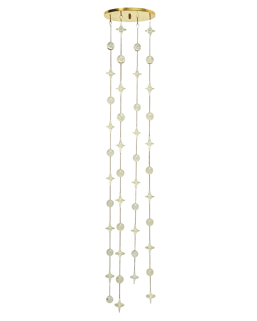 A Modern brass and acrylic hanging fixture Last quarter 20th century Unmarked The brass ceiling (1 of 5)