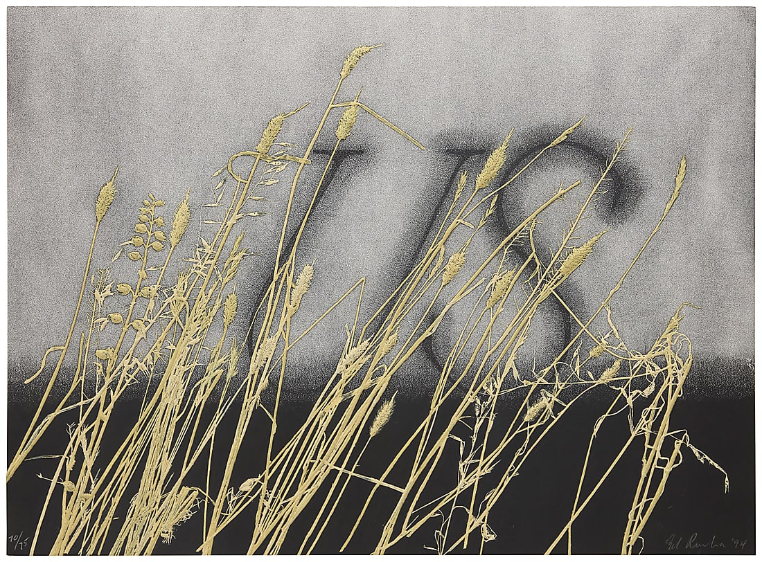 Ed Ruscha (b. 1937) "US," 1994 Mixographia in colors on thick handmade paper Edition: 70/75 (1 of 6)