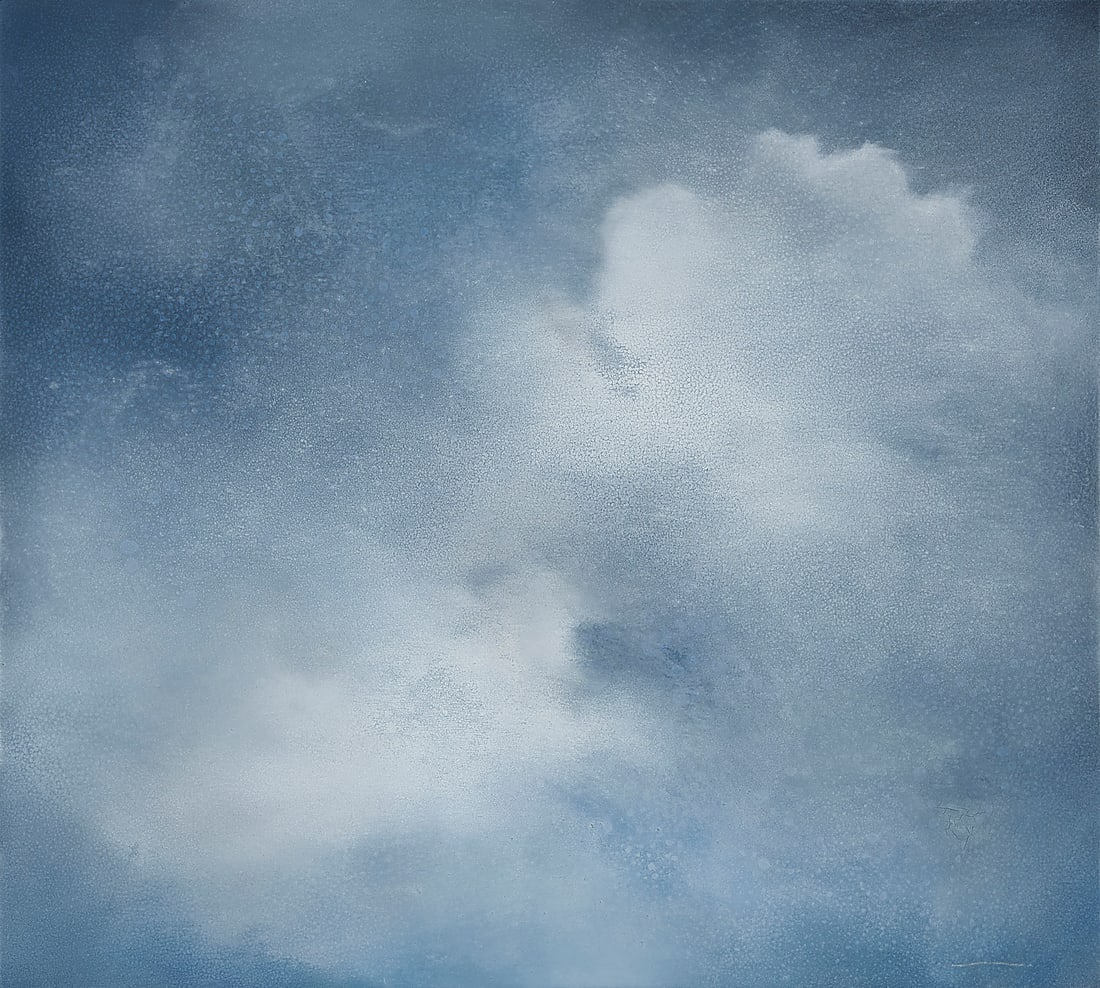 Joe Goode (b. 1937) "OWP 57 (Oil and Water Painting)," 2001 Oil on canvas stretched over panel: Joe Goode (b. 1937) "OWP 57 (Oil and Water Painting)," 2001 Oil on canvas stretched over panel Unsigned; titled in black ink verso; with the artist's studio label affixed verso 32 3/8 x 36 1/4 in. Pr