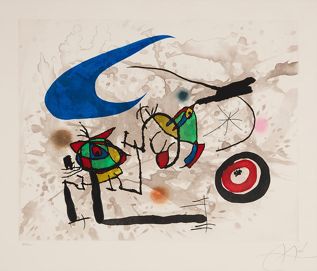 Joan Miró (1893-1983) "Pygmees Sous la Lune," 1974 Etching and aquatint in colors on wove paper (1 of 7)