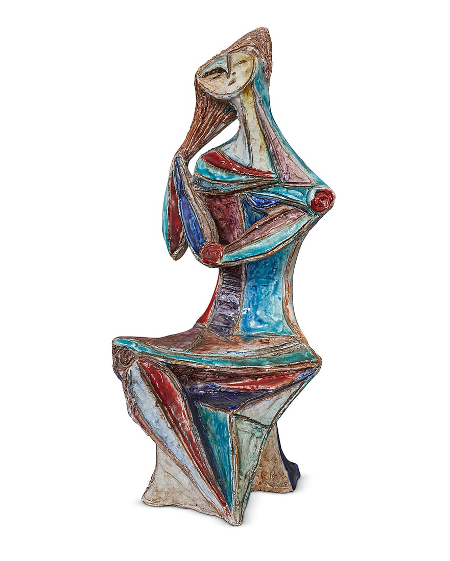 Marcello Fantoni (1915-2011) A glazed earthenware cubist sculpture, late 20th/early 21st century (1 of 7)