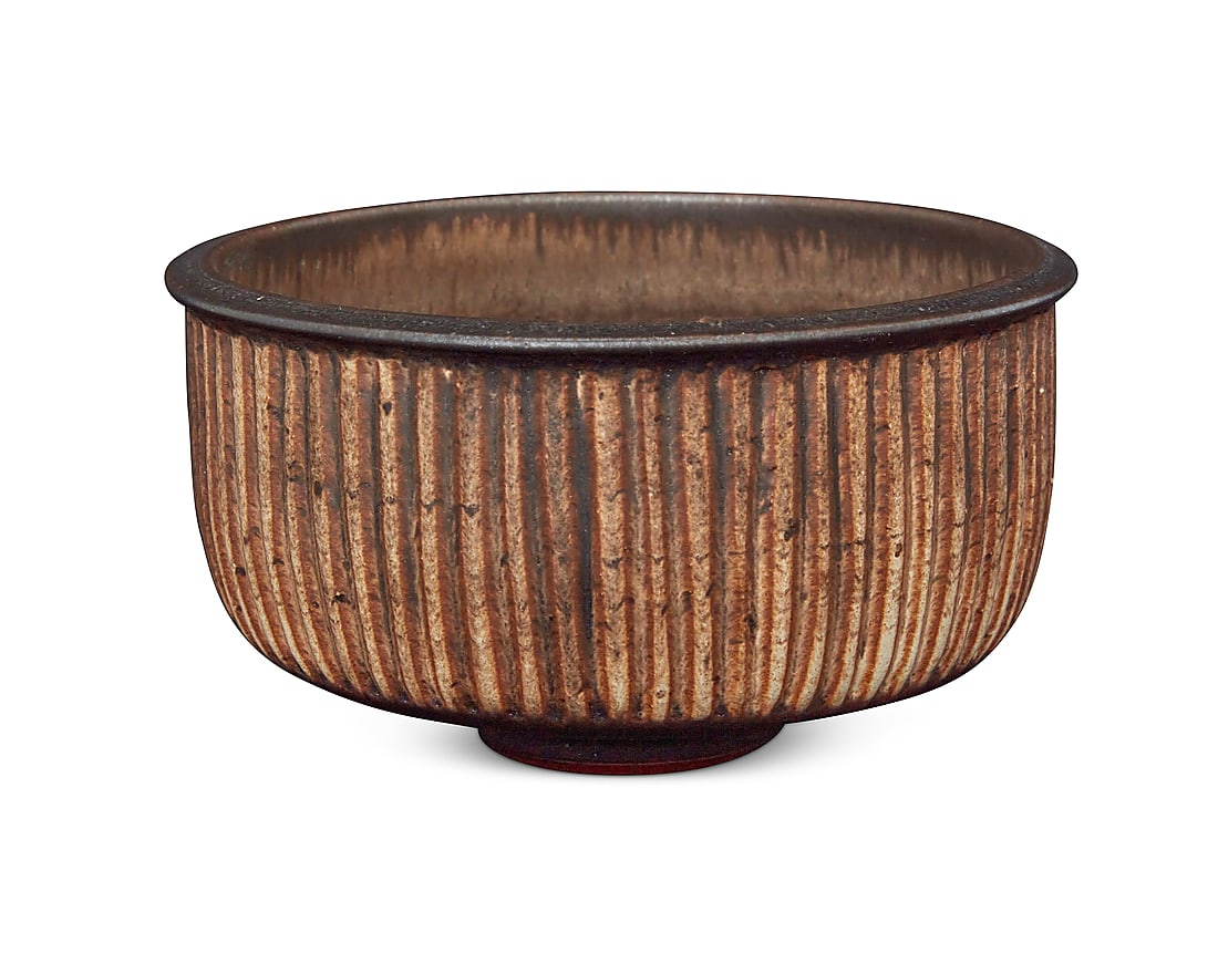 Harrison McIntosh (1914-2016) A glazed stoneware bowl, mid-20th century With brown and black (1 of 5)