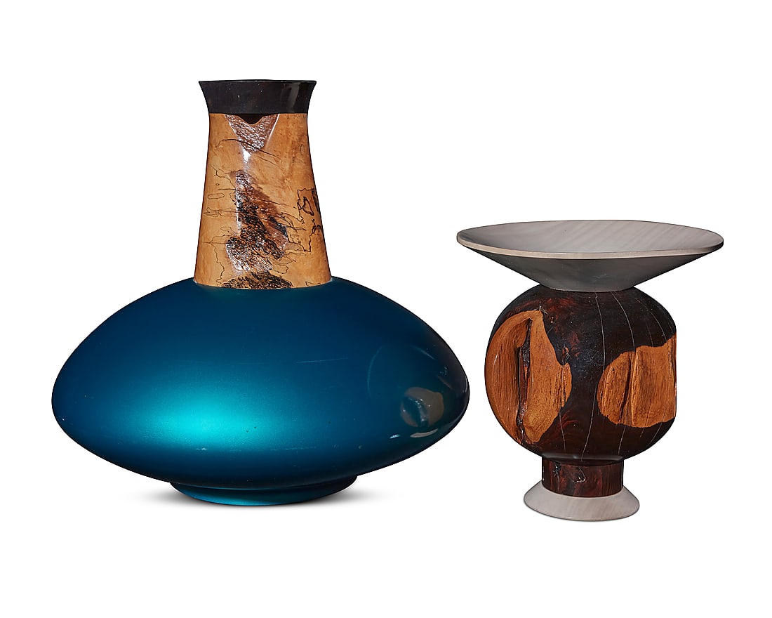 Y Johannes Michelsen (b. 1945) Two works: "Geisha" African blackwood, lacquer Unmarked Height 15 (1 of 7)