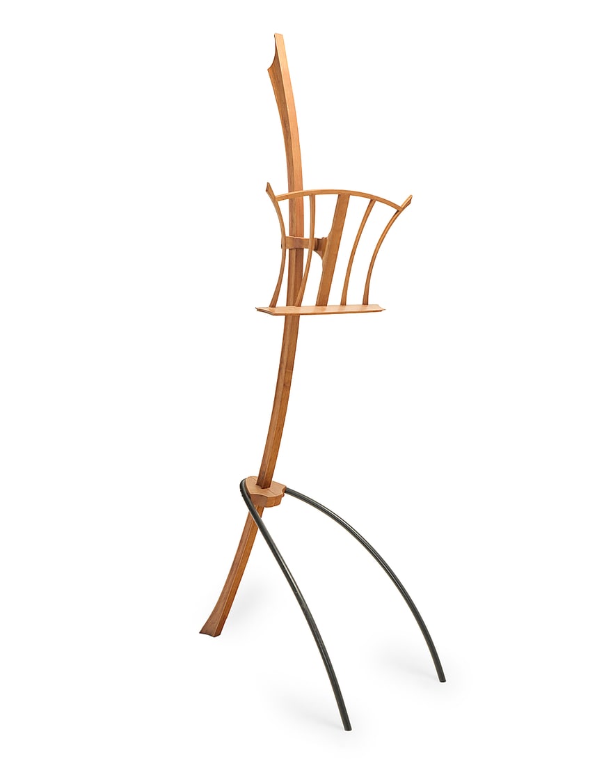 Bud Tullis (1938-2017) A sculpted walnut and metal music stand, circa 1990 The sheet music rest (1 of 11)