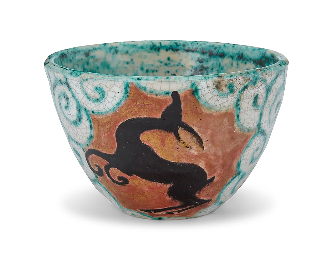 Édouard Cazaux (1889-1974) A glazed earthenware bowl, mid-20th century Incised with swirling (1 of 5)
