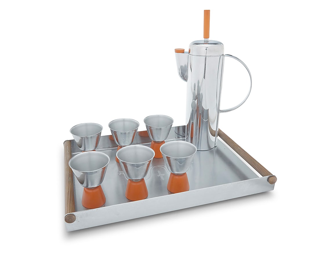 William Archibald Welden (1900-1970) An 'Empire' chrome and Bakelite cocktail set for Revere, (1 of 4)