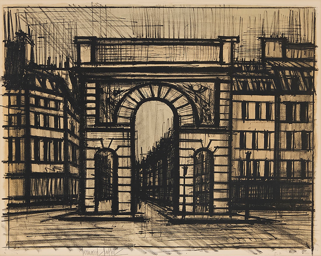 Bernard Buffet (1928-1999), "La Porte Saint-Martin," from the "Paris" portfolio, 1962 (1 of 9)