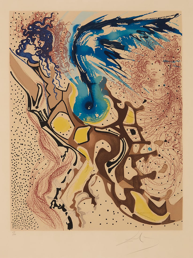 Salvador Dalí (1904-1989) "Angels of the Rebirth," from the "Aliyah" portfolio, 1968 Lithograph: Salvador Dalí (1904-1989) "Angels of the Rebirth," from the "Aliyah" portfolio, 1968 Lithograph in colors on paper Edition: 29/250 (aside from the lettered edition A/J-Y/J, the Tirage edition of 275,