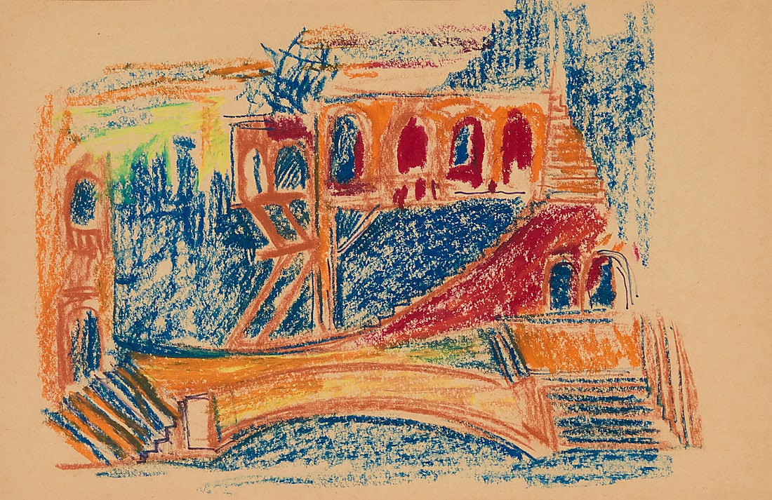 Minas Avetisyan (1928-1975) "Gayane Ballet," (preliminary sketch for scene decoration), 1974 (1 of 4)