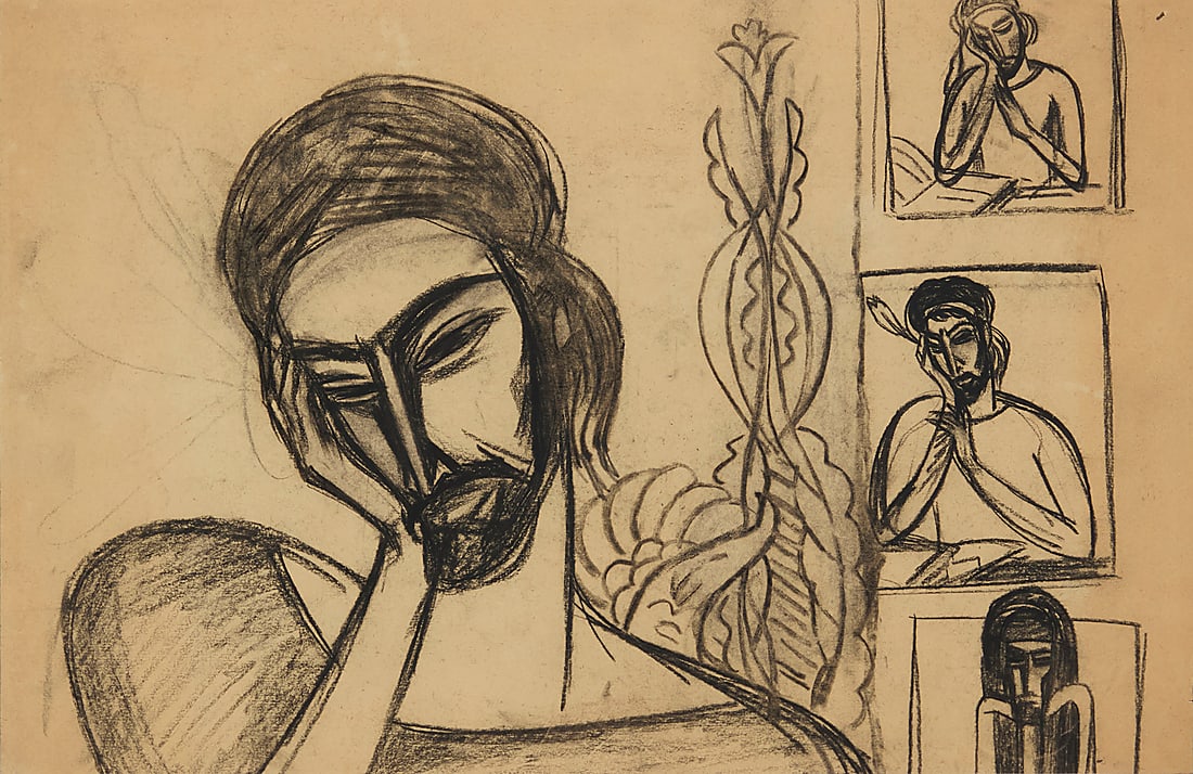 Minas Avetisyan (1928-1975) "Sayat Nova," circa 1960s Charcoal on paper Unsigned; titled and (1 of 4)