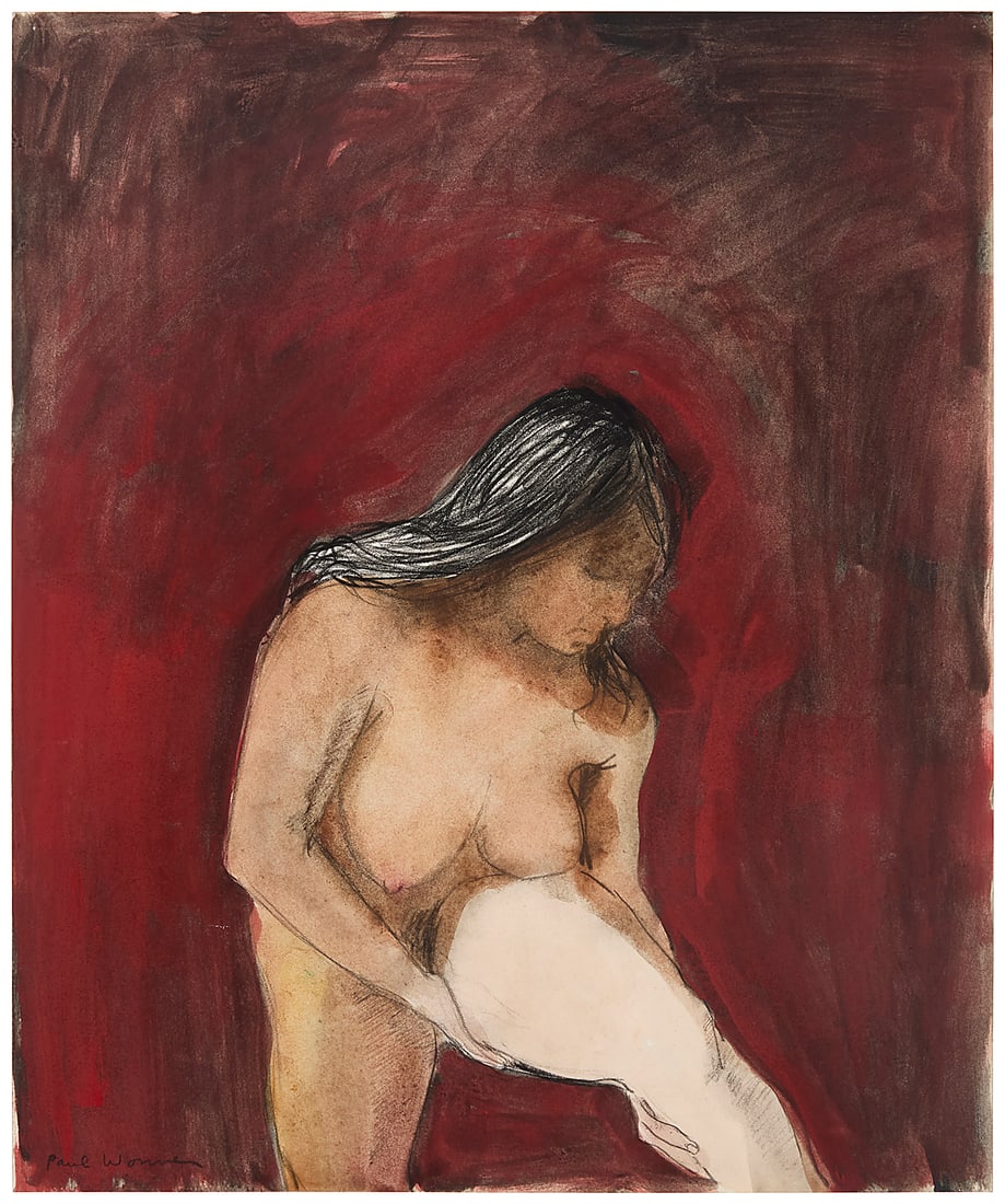 Paul Wonner (1920-2008), Nude woman, circa 1969: Paul Wonner (1920-2008) Nude woman, circa 1969 Mixed media including watercolor and pencil on paper Signed lower left: Paul Wonner; signed again (twice) and dated, all in pencil, verso 17 1/8 x 14