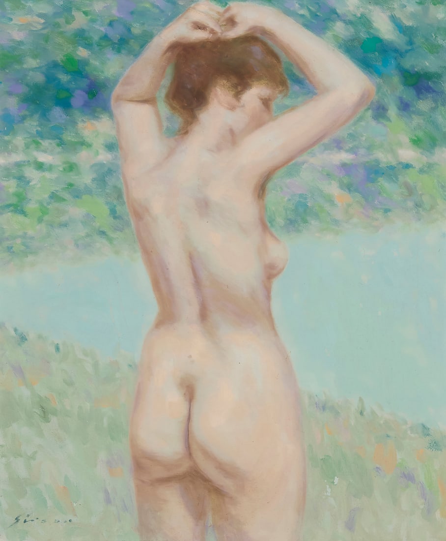André Gisson (1921-2003) Standing nude Oil on canvas Signed lower left: Gisson 24 x 20 in.: André Gisson (1921-2003) Standing nude Oil on canvas Signed lower left: Gisson 24 x 20 in.