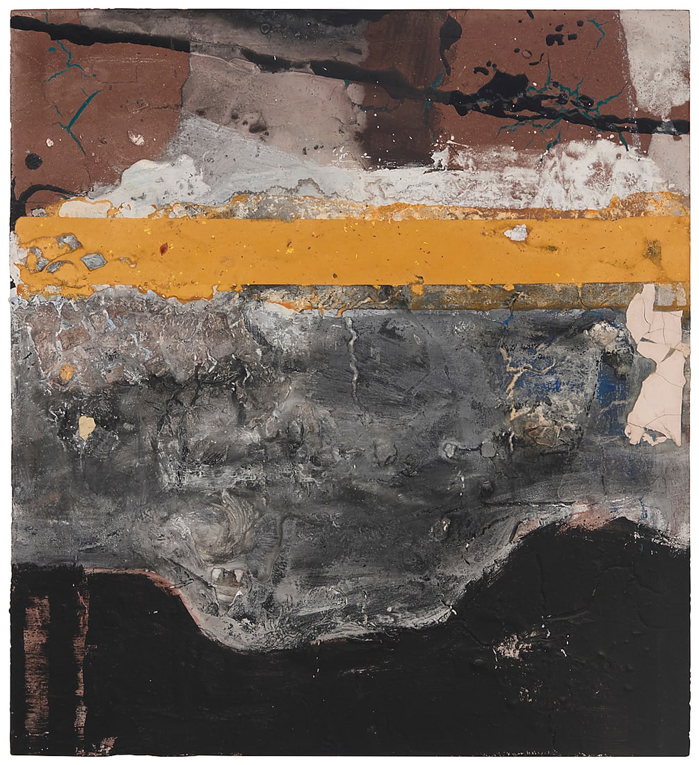 Danny Shain (20th/21st Century) Abstract with yellow stripe, 1998 Acrylic and mixed media on (1 of 4)