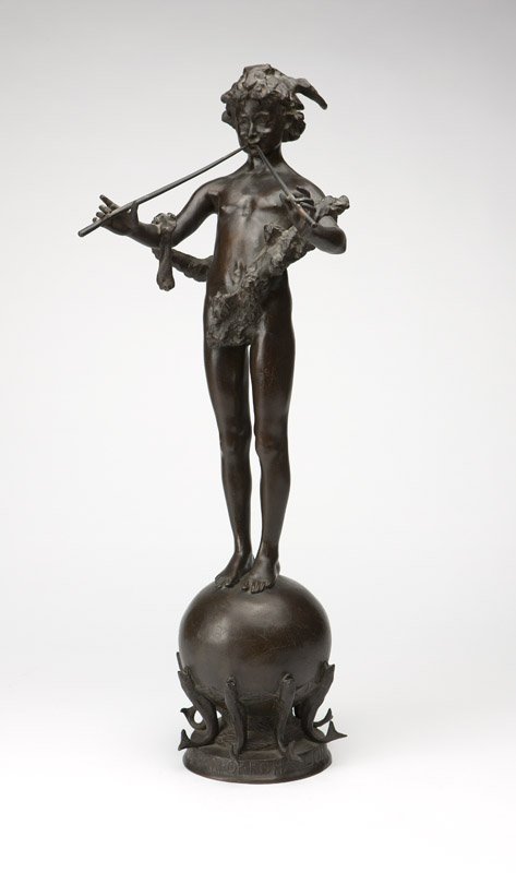 Frederick W. MacMonnies (1863-1937 New York, NY), ''Pan: inscribed on the reverse of the sphere: Frederick MacMonnies / copyright 1894 / Paris 1890, stamped on the base: To Pan of Rohallion Anno Domini MDCCCLXL, foundry stamp on the base: Roman Bronze Works