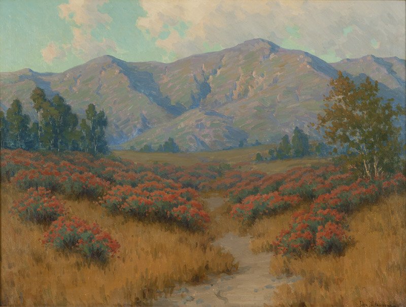 John Marshall Gamble (1863-1957 Santa Barbara, CA): ''September Evening (Wild Buckwheat)'', signed lower right: John M. Gamble, signed again and titled verso, oil on canvas, 30.25'' H x 40.25'' W, est: $50,000/70,000
