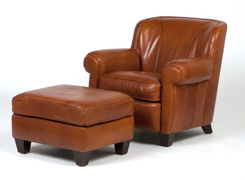 A Bernhardt Leather Club Chair And Ottoman Nov 12 2013 John