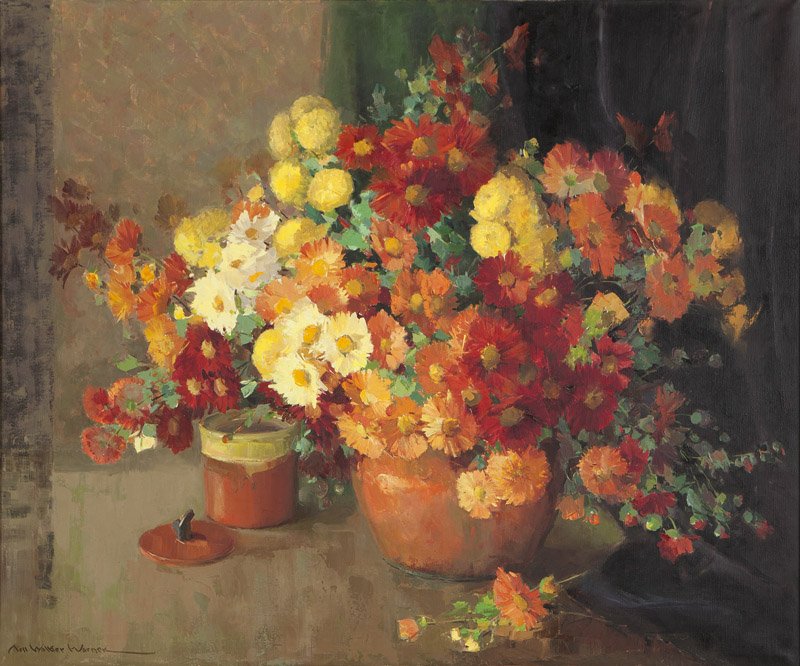 Nell Walker Warner (1891-1970 Carmel, CA): ''Autumn Song'', signed lower left: Nell Walker Warner, titled on a gallery label verso, oil on canvas, 30'' H x 36'' W, est: $2000/3000 Provenance: Private Collection, Tustin, CA