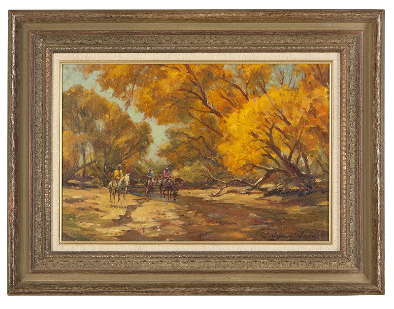 Reynold Brown (1917-1991 Los Angeles, CA): ''Taking a Break'', signed lower right: Reynold Brown, oil on canvas, 12'' H x 18'' W, est: $800/1200