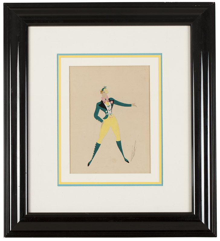 Romain de Tirtoff (Erte) (1882-1990 Russian): ''Midsummer Fair, Le Tir Les Tireurs (The Shooters Shot)'', signed lower right: Erte, titled and numbered verso: N. 10-531, gouache on paper under Plexiglas, sight size: 13'' H x 9.5'' W, est: $600/80