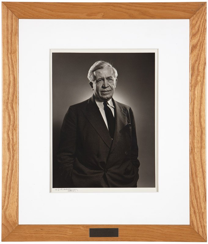 Yousuf Karsh (1908-2002 Canadian): ''Valhjalmur Stefansson'', Standing portrait of the Canadian Arctic explorer and ethnologist, 1947, signed, inscribed and with copyright symbol in pencil on the paper lower left: Y. Karsh / Ottawa, ge