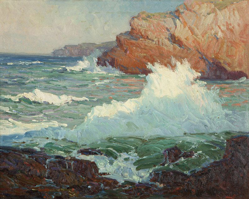 Jack Wilkinson Smith (1873-1949 Alhambra, CA): Dog's Head Point, Laguna Beach, CA, signed and dated lower right: Jack Wilkinson Smith 1921, oil on canvas, 24.5'' H x 30'' W, est: $25,000/35,000