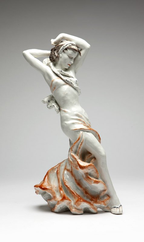 Lore Friedrich-Gronau for Rosenthal, ''Graziosa'': 1949, with green underglaze Rosenthal maker's mark, further marked with rust red underglaze ''Handgemalt'' mark and numbered ''14'' and ''1785'', with sculptor's incised device ''L.F. / G.'' for Lore 