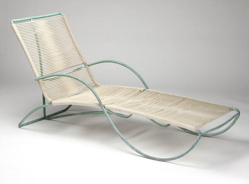 A Walter Lamb verdigris bronze patio ''S'' chaise (1 of 1)