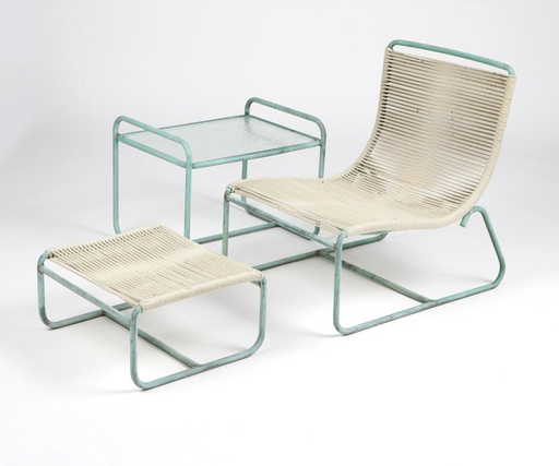A Set Of Walter Lamb Verdigris Patio Furniture