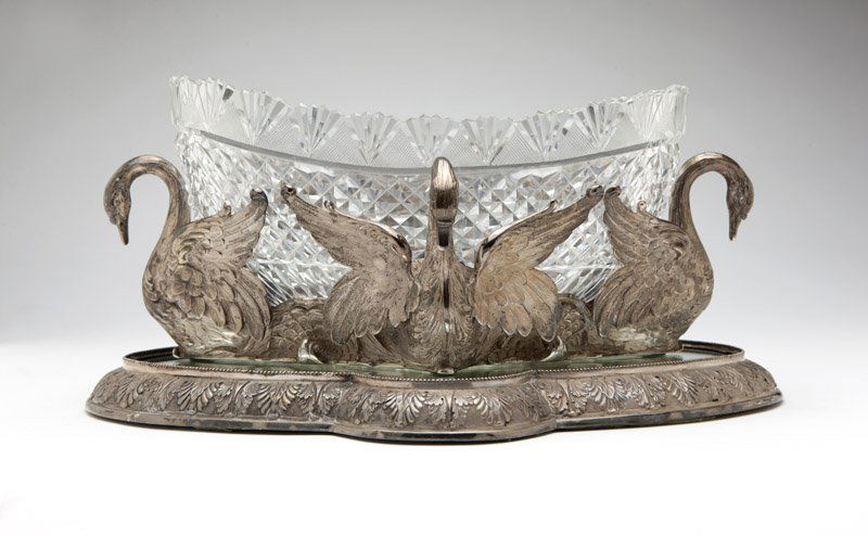 A German silver and cut crystal center bowl (1 of 4)