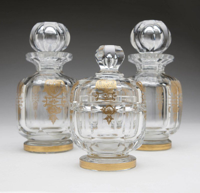Three Baccarat cut crystal vanity items (1 of 1)