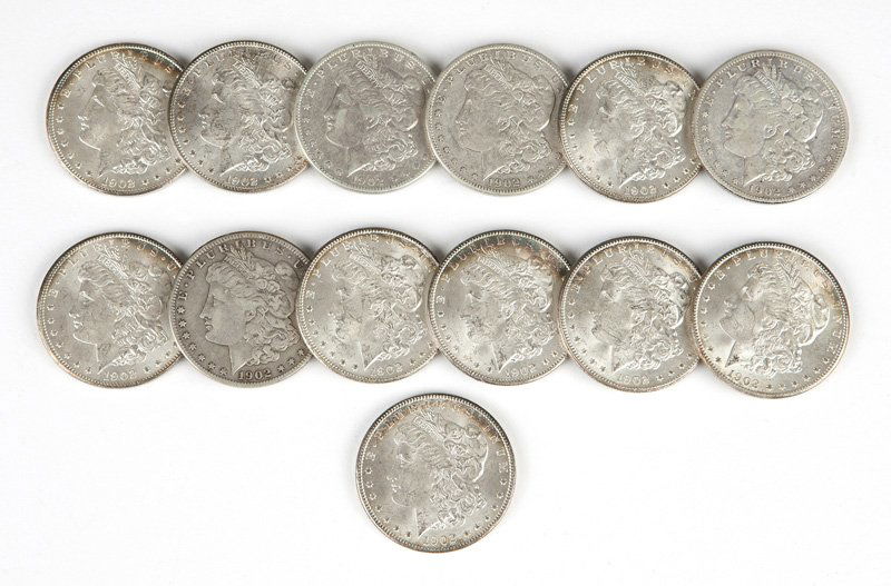 Group of 13 1902 O US Morgan Silver Dollars (1 of 3)