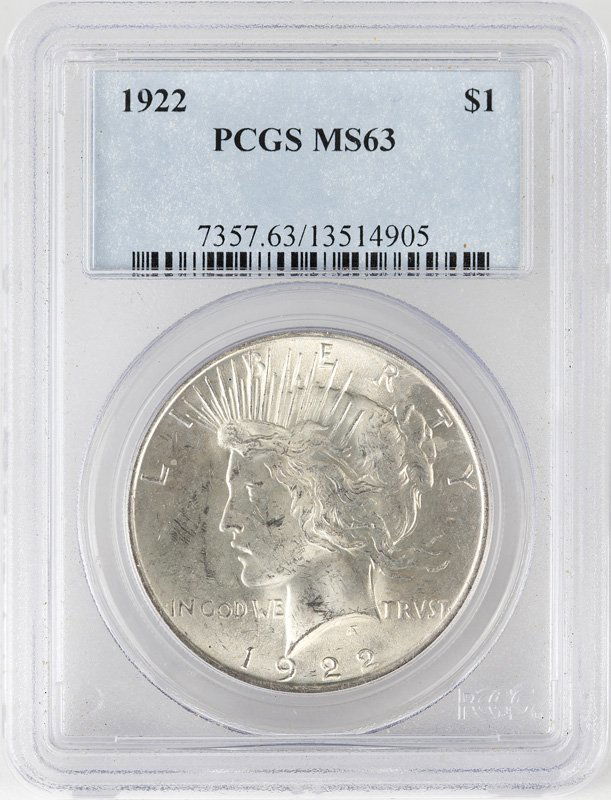A 1922 US Liberty Peace Silver Dollar (1 of 2)