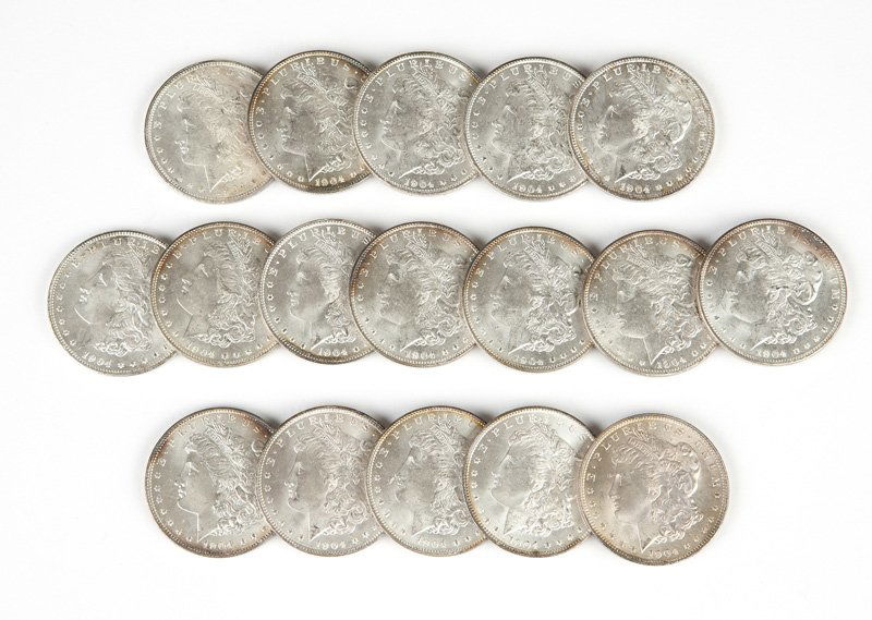 Group of 17 1904 O US Morgan Silver Dollars (1 of 3)