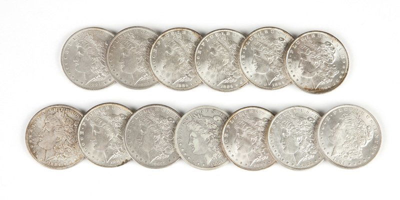 Group of 13 1884 O US Morgan Silver Dollars (1 of 3)