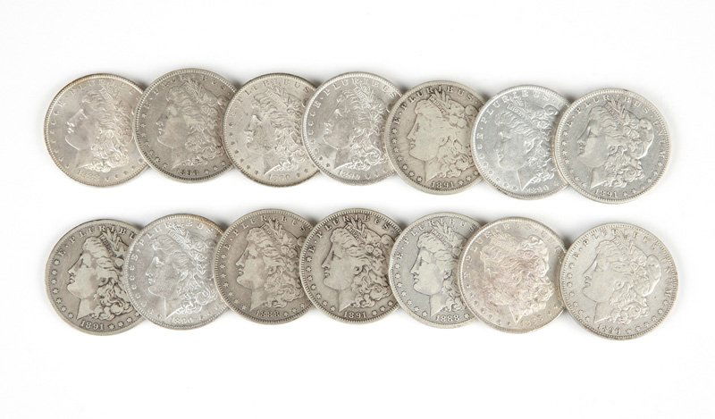 Group of 14 US Morgan Silver Dollars (1 of 3)