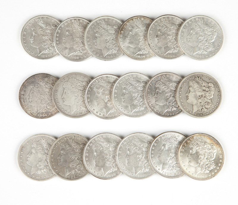 Group of 18 US Morgan Silver Dollars (1 of 3)